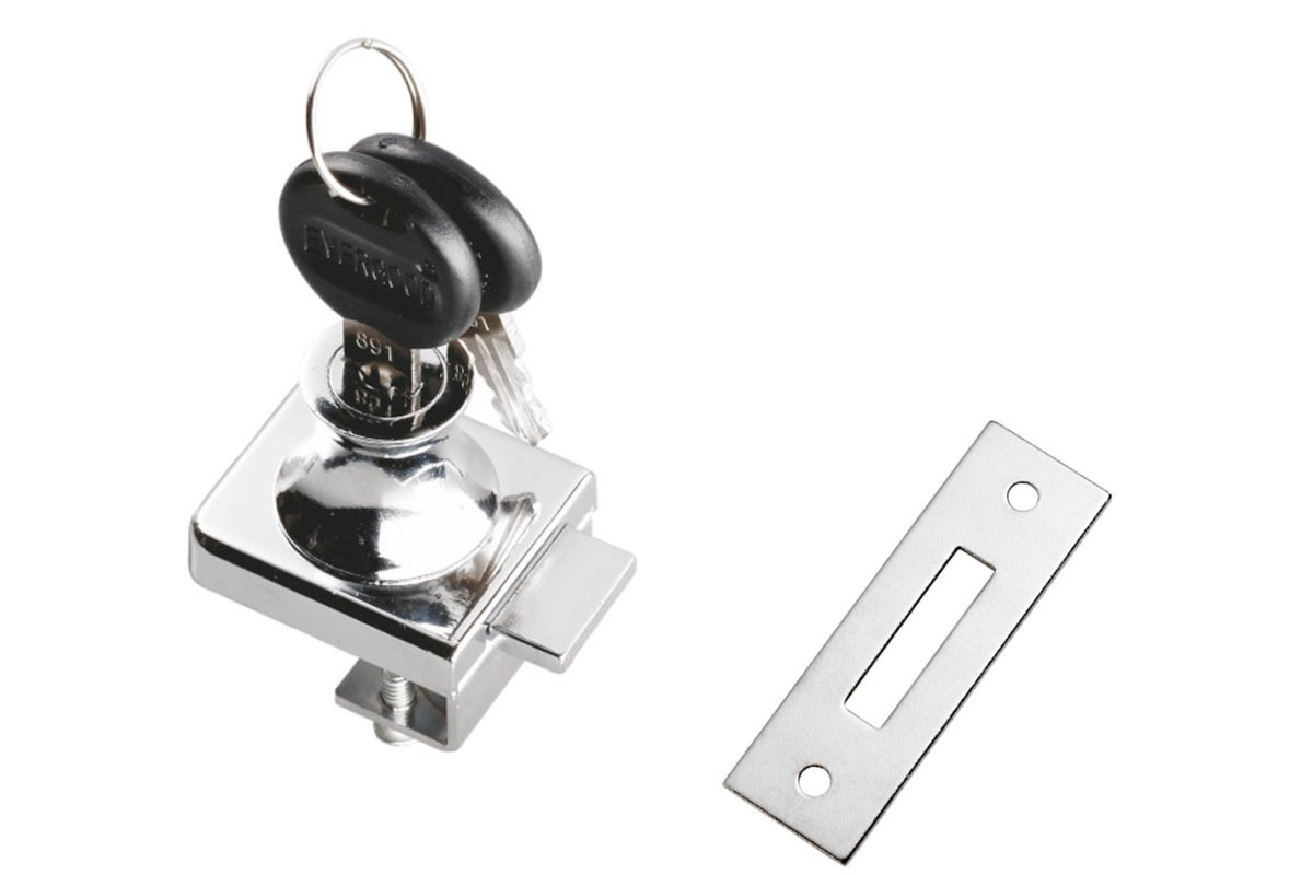 Замок для стекла "мини" на одну дверь Amix, хром